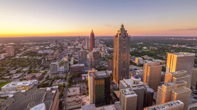 Atlanta, Georgia, USA downtown skyline time lapse from day to night 5120