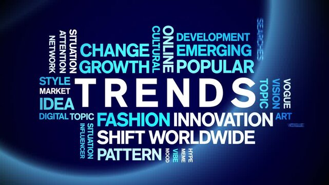 Trends animated word cloud-text design animation tag kinetic typography seamless loop.