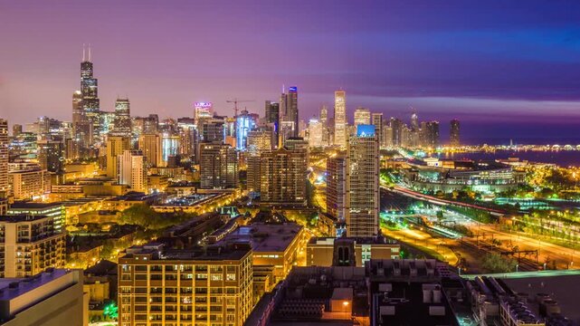 Chicago, Illinois, USA aerial downtown skyline at dawn 5046