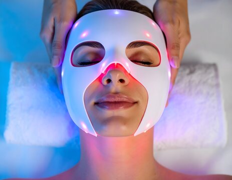 LED light therapy facial mask with red and blue light, advanced skincare and skin rejuvenation