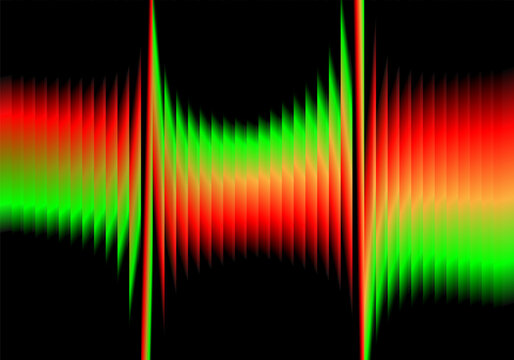 Abstract futuristic background with dynamic red and green gradient lines on black background in modern style