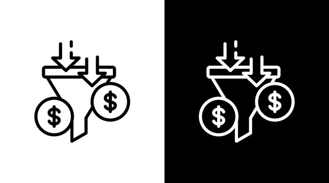 Sales Funnel White Icon Set Design