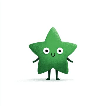 a friendly green star mascot - character design template