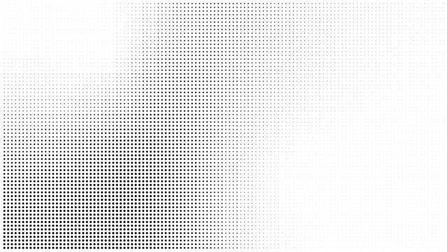 Dotted gradient vector illustration, white and black halftone background, seamless dotted lines, monochrome dots texture backdrop, retro effect.