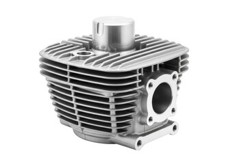 Fototapeta premium A shiny metal engine cylinder isolated on transparent background