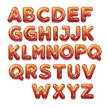 Inflated Red Orange Alphabet Letters.
