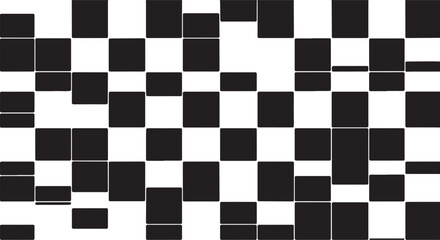 Obraz premium Minimalist black and white abstract geometric pattern featuring a fragmented and irregular checkerboard mosaic design.