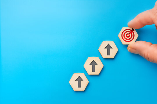 Upward arrows growth concept with target achievement