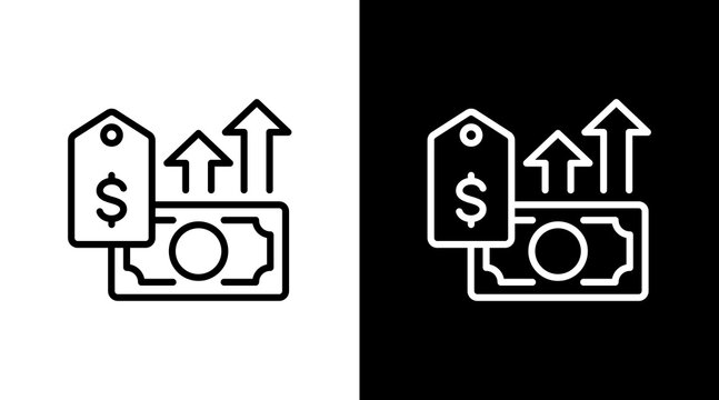 Economic Inflation White Icon Set Design