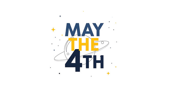 May the 4th star wars inspired typography design isolated on white background