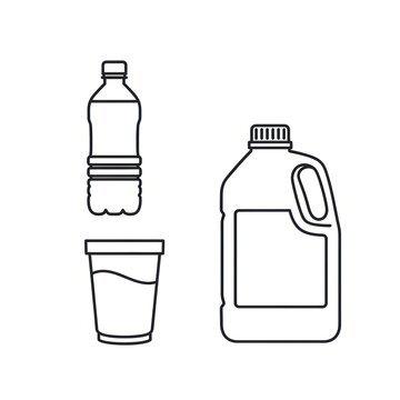 Water Container Line Icons