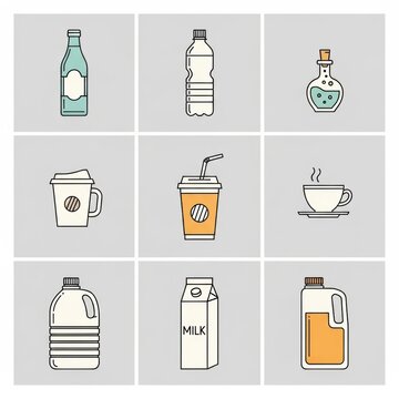 Water Container Grid Icons