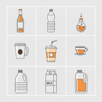 Clean Beverage Icon Set