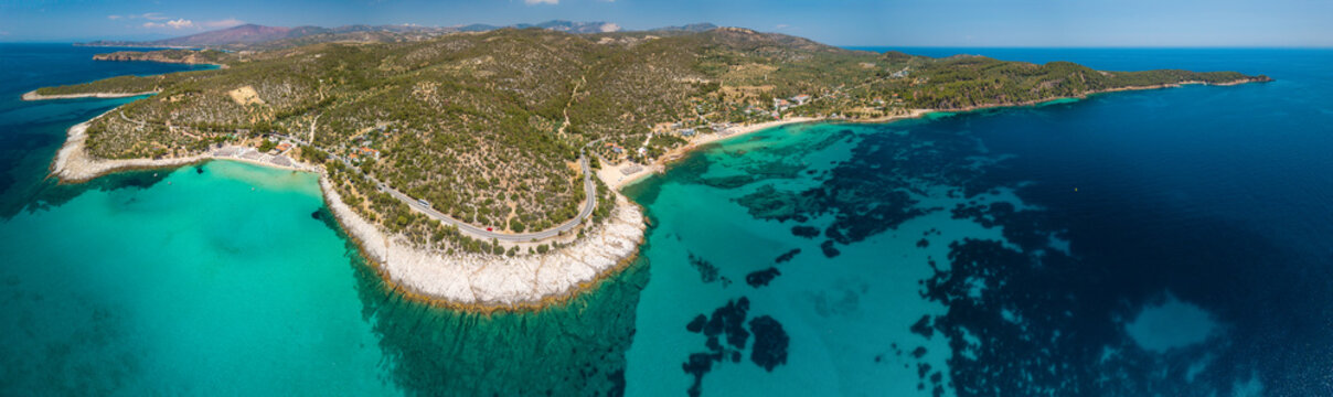 A breathtaking panorama of Psili Ammos and Astrida Beach on Thassos, Greece