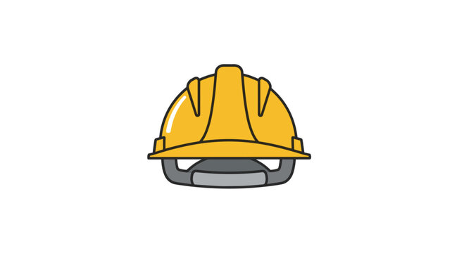 Professional yellow construction safety helmet shown from a front perspective featuring a grey internal suspension system against a pristine white background.