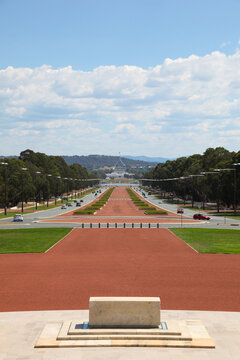 Canberra - Anzac Avenue - ACT Australia. Australia's capital city view towards parliament buildings. 