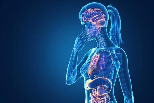 Illustration of female x-ray digestive system artwork