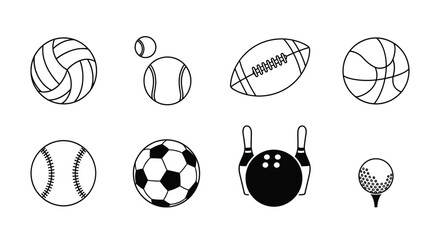 Fototapeta premium Vector illustration of set of various sports balls icons
