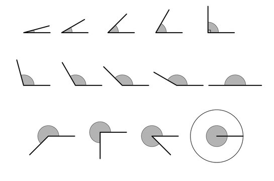 Angles Various. Set of vector icons consisting of angles of different degrees