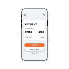 Smartphone payment screen with orange button. © Lili