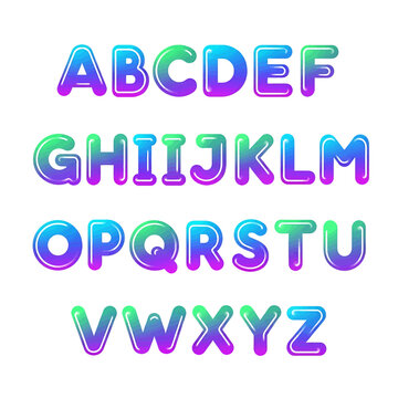 Multicolored alphabet letters in gradient 2.