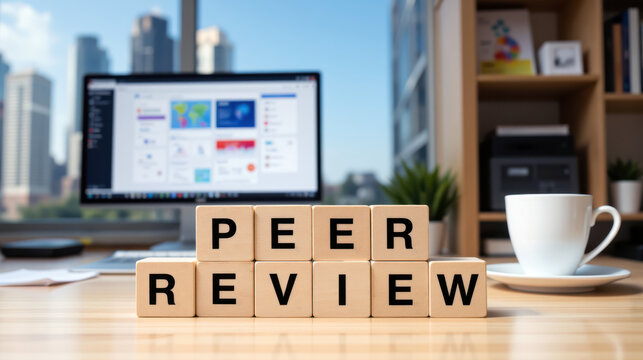 Peer review workflow in academic publishing with manuscript evaluation, research quality screening and journal submission assessment for evidence based science, expert critique and editorial decision