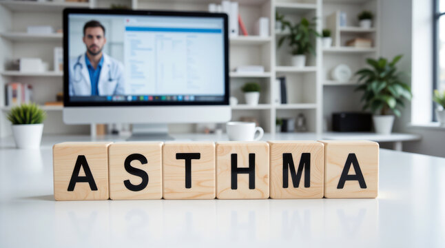 Asthma treatment planning for respiratory care, chronic airway inflammation management and preventive medicine messaging for allergy season support, inhaler therapy education and symptom control