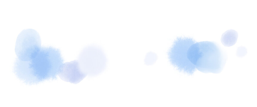 水色や青の滲んだグラデーション水彩テクスチャのふんわり泡のようなあしらい素材