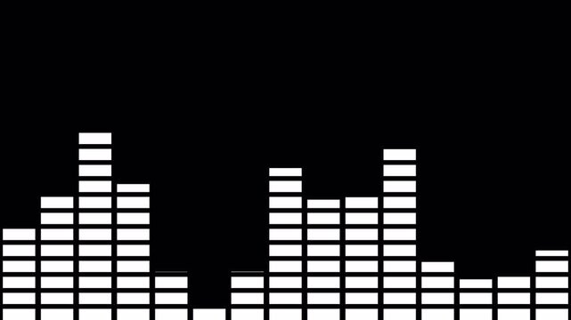 Audio wave visualization on a transparent background, audio waveform spectrum animation,  glowing digital minimalist sound wave animation, Audio Equalizer Background Animation in 4k