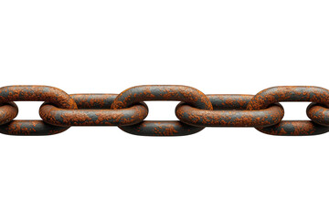 Fototapeta premium Heavy rusty metal chain illustrating strength, connection, security, and industrial aging on transparent background