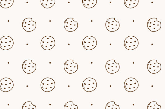 WebCookie Doodle Seamless Pattern in Minimal Line Style on Light Background