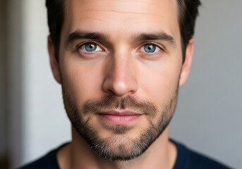 Obraz premium Close up portrait of a man with blue eyes and a short beard