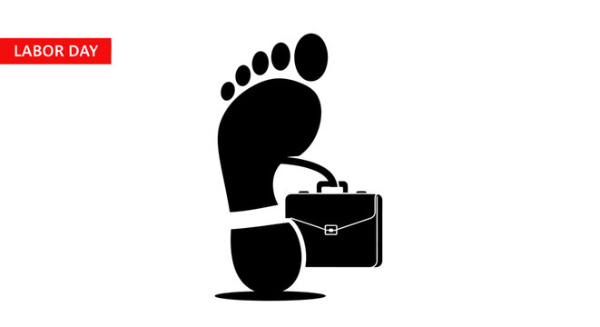 May day Labor Day, foot with briefcase, work, business, holiday icon isolated on White Background vactor EPS