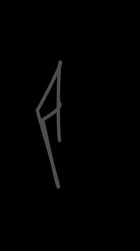 A gray hook symbol on a solid black background with simple design