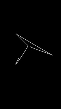 A minimalist illustration of two thin white lines on a solid black background with simple design