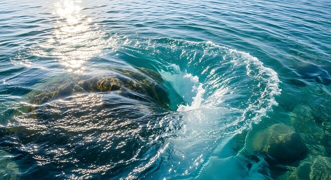 Ripples on ocean water surface with sunlight reflection