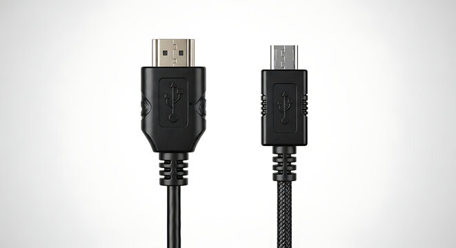 Hdmi cable connector and micro usb cable connector with data transfer