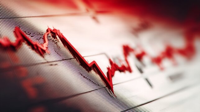 Red Graph Depicting Market Volatility and Uncertainty in Finance