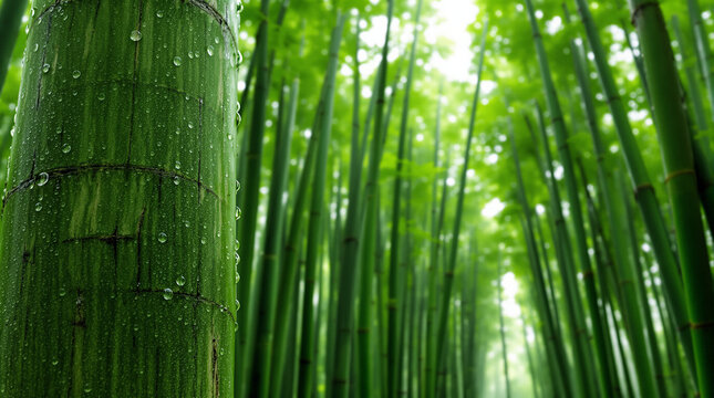 the background of green and beautiful bamboo trees
