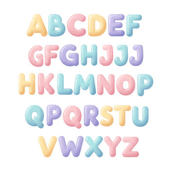 Multicolored Alphabet Letters in Pastel.