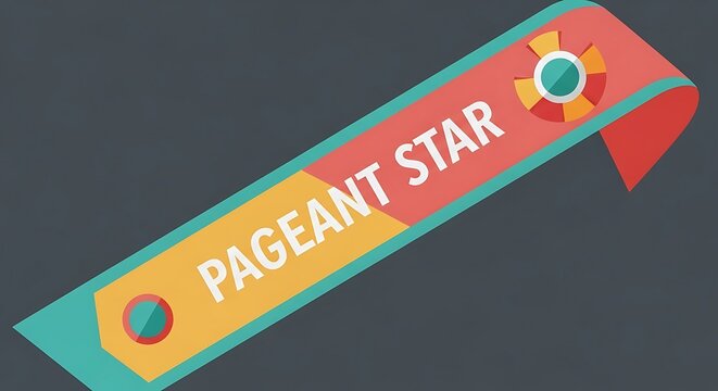 "Pageant Star" is written on a flat sash badge