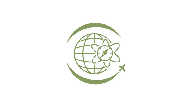 Global Travel and Aviation Logo Depicting International Flight Routes.