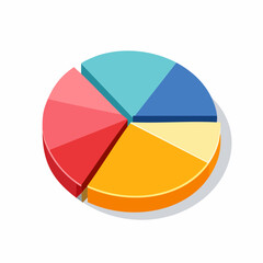 Fototapeta premium A colorful pie chart displays sections in various vibrant hues on a white background