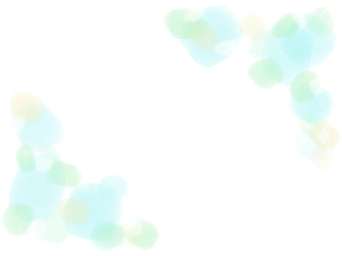 水色黄緑の滲んだドットグラデーション水彩テクスチャのふんわり泡のようなフレーム素材