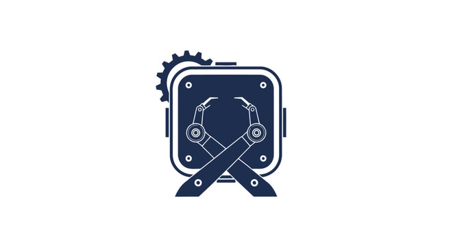 Mechanical Engineering Concept - Crossed Tools and Gear Symbol.