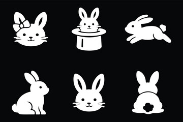 Obraz premium Art & Illustration Set of silhouettes of rabbits. Collection of rabbits in various poses. Easter bunny. 