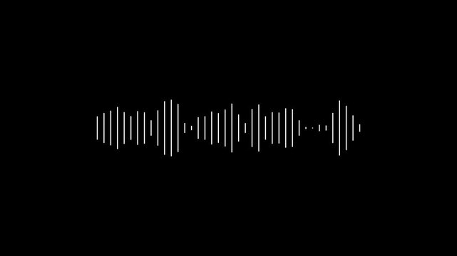 abstract audio wave visualization on black background. white line audio wave visualization voice record,on black background, Black audio waveform spectrum animation.