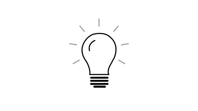 Light bulb icon animation, idea icon, lamp icon, simple bulb logotype icon animation,