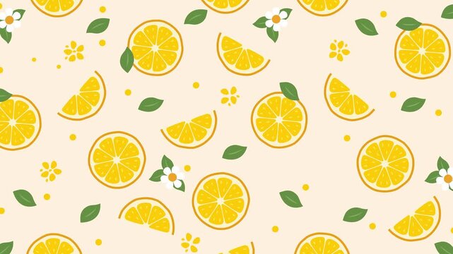 Vibrant Orange Lemon Citrus Pattern Footage Animation, Fresh Fruit Background Looping