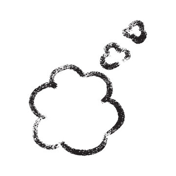 Speech bubble crayon think cloud with hand drawn text box and rough doodle frame. Balloon shape, grunge chalk line texture by organic sketch style for dialog design.